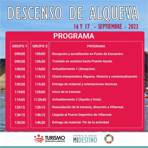 Programa 2023 Descenso de Alqueva Alcor Extremadura
